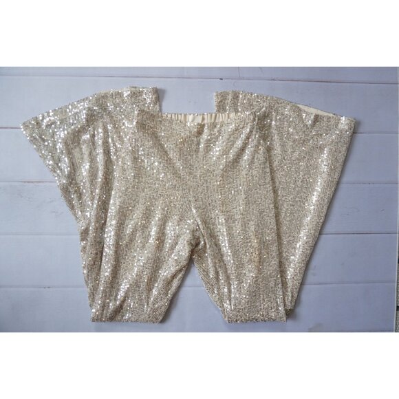 By Together Gold Sequin High Rise Flared Pants– Size S - Picture 1 of 8
